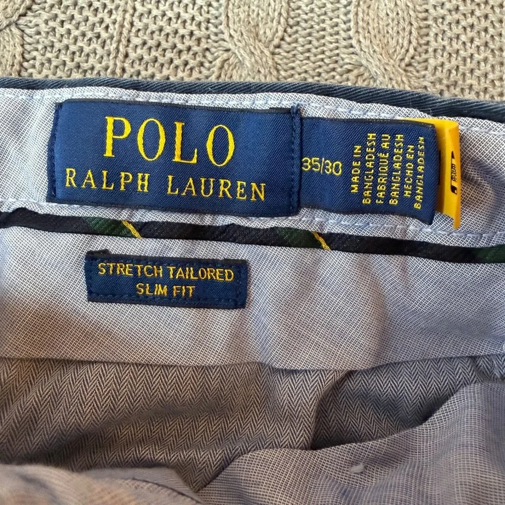 Polo Ralph Lauren Stretch Tailored Slim Fit Chinos Mens 35x30 Navy Office Preppy